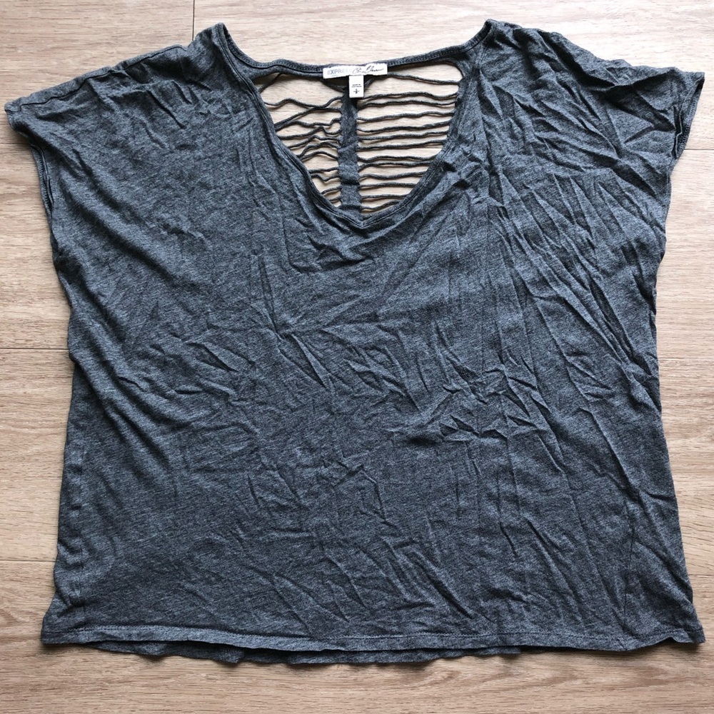 Express grey distressed back tee